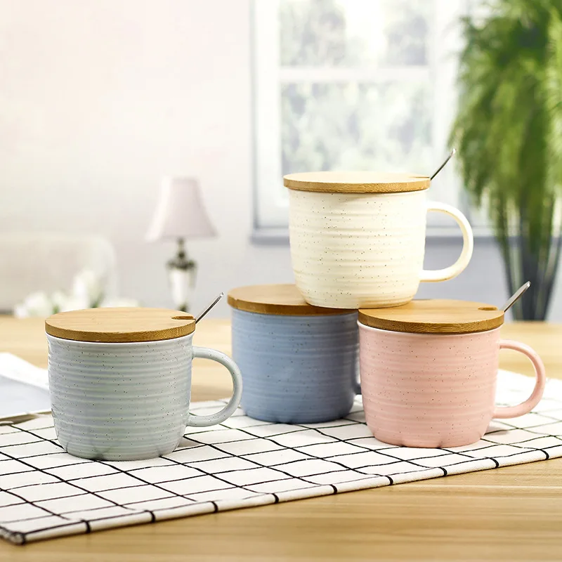 Корейская модная кружка с крышкой матовая рельефная текстурированная