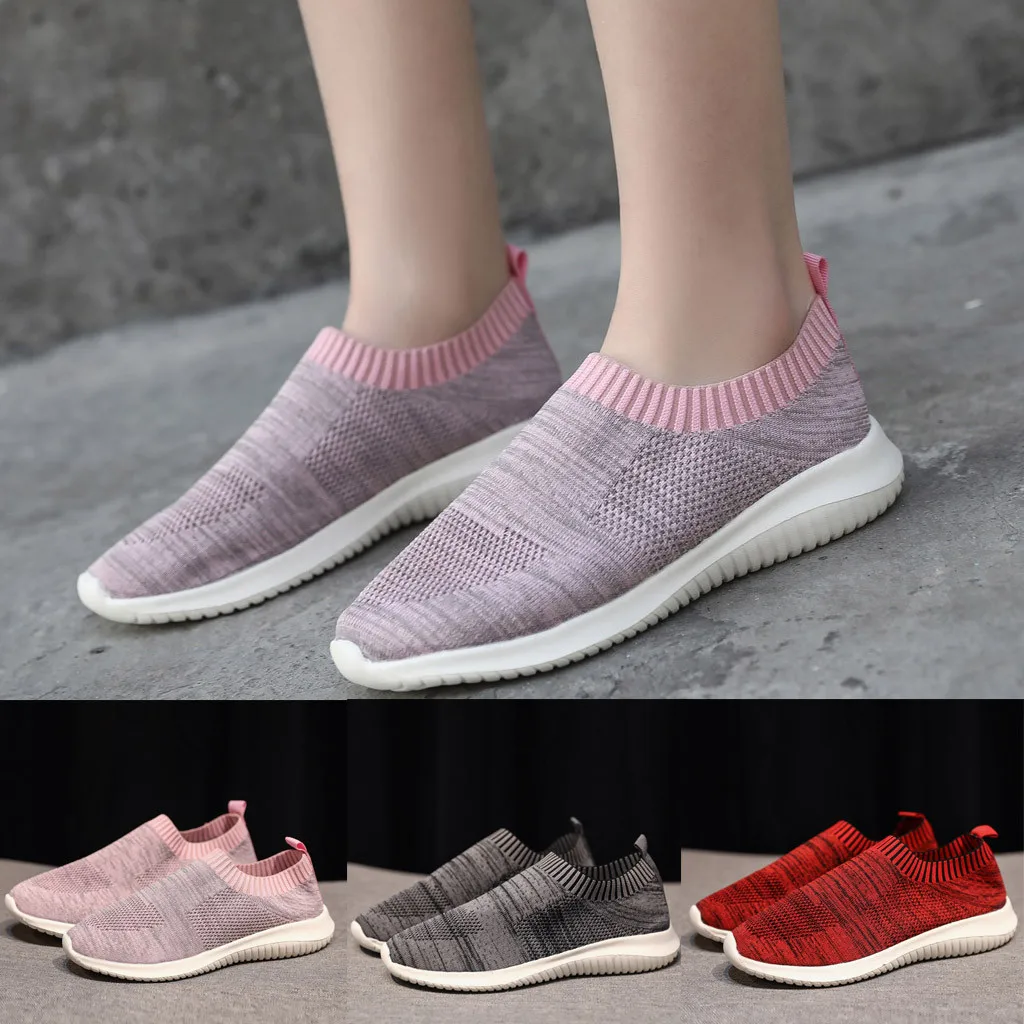 

Women's mesh shoes flat shoes outdoor sports shoes 2020 spring new solid color breathable comfortable sports shoes