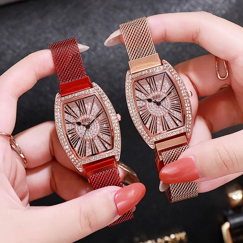 New style Rhinestone Female watch Square women's watch iron sucking stone watch rose gold watch case temperament women's Watch