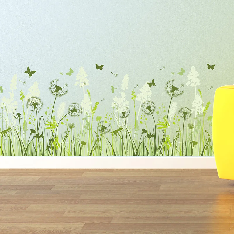 [SHIJUEHEZI] Dandelion Baseboard Sticker PVC Material DIY Flower Mural Decals for Kids Rooms Baby Bedroom Decoration | Дом и сад