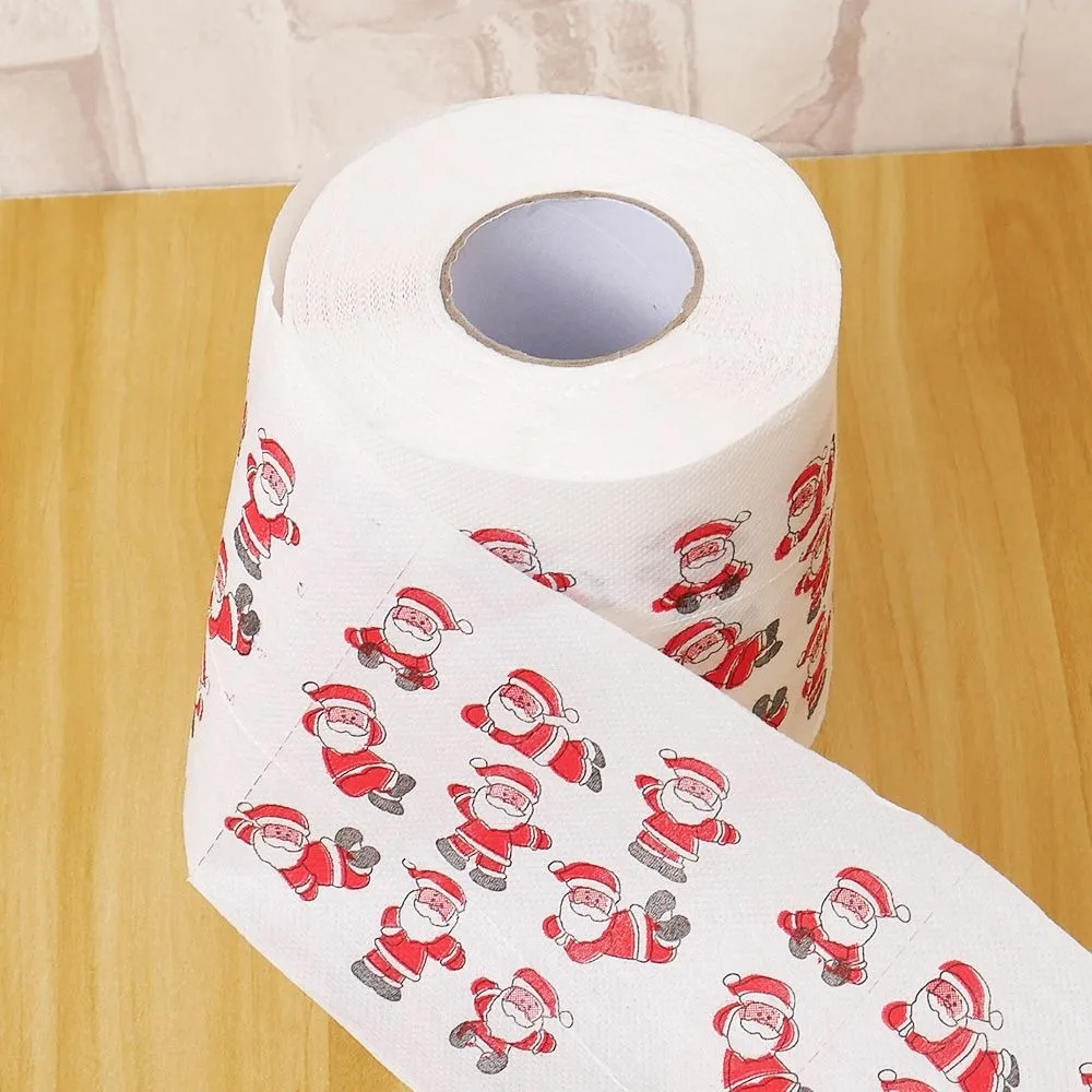 

1Roll Novelty Christmas Tree Santa Claus Elk Pattern Toilet Paper Tissue Napkin Toilet Roll Paper Home Hotel Living Room Supplie