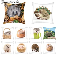 fuwatacchi small animal pillow cover cute hedgehog cushion cover printed throw pillowcase for home sofa decorative pillow