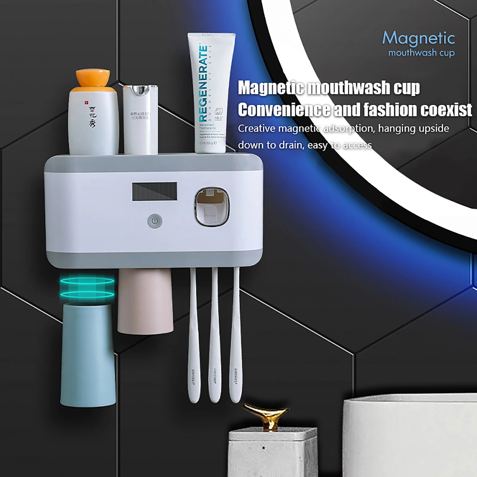 

Toothbrush Sanitizer, UV Toothbrush Holder Wall Mounted , Bathroom Toothbrush