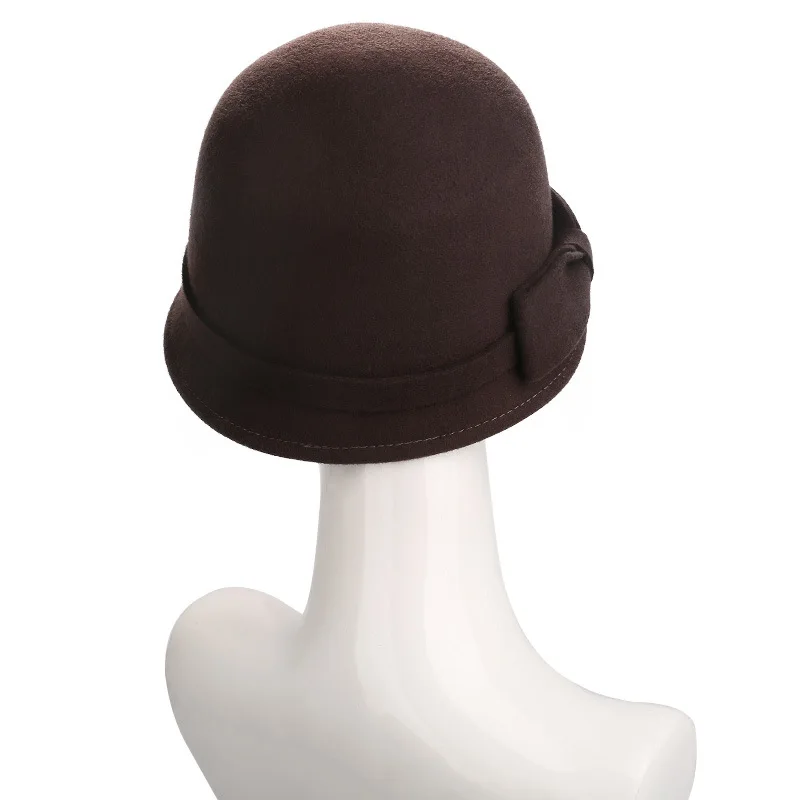 Женская фетровая шерстяная шляпа с перекрестными краями |