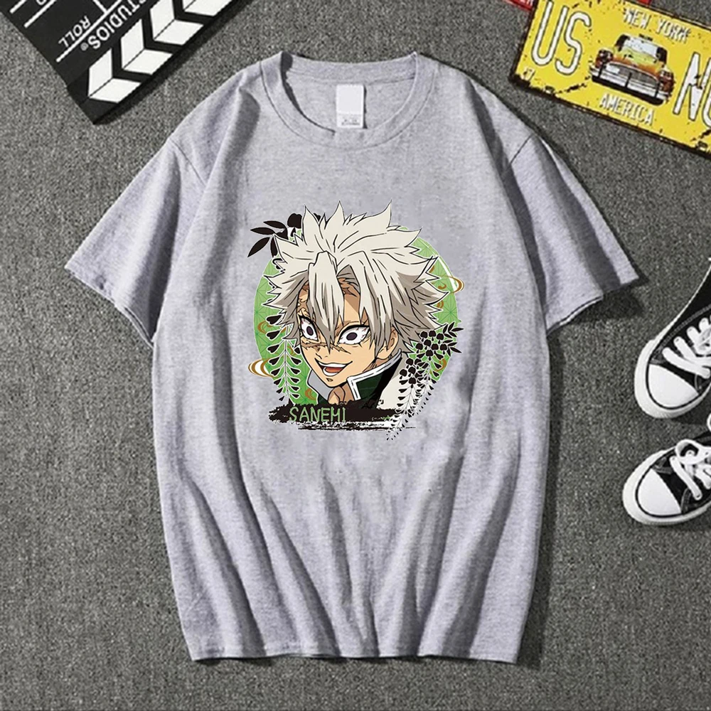 Модная летняя футболка Demon Slayer забавная мультяшная для женщин и мужчин Милая Kimetsu