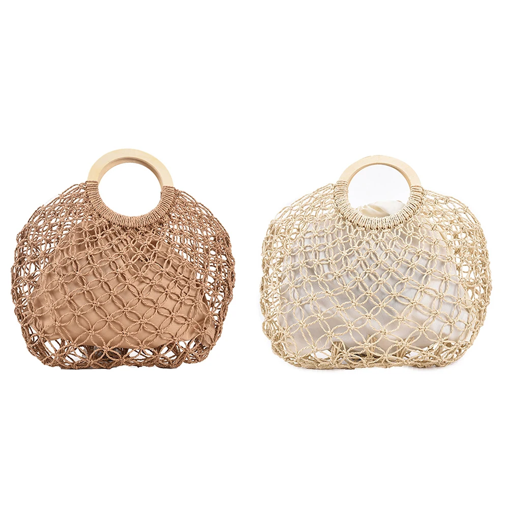 

2021 Beach Vacation Women Straw Woven Large Capacity Hollow Tote Bag Vintage Ladies Summer Top-handle Handbag
