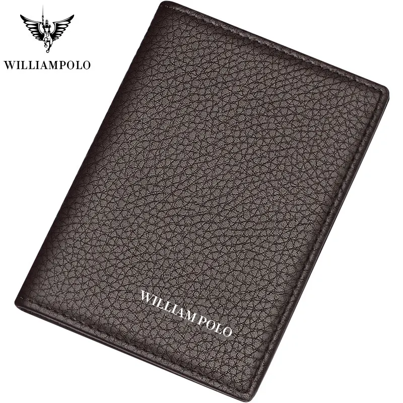 Брендовый Чехол-держатель для карт из натуральной кожи от бренда WILLIAMPOLO, мужской держатель для фото из натуральной кожи, мини дизайн, мода - Цвет: Brown Litchi