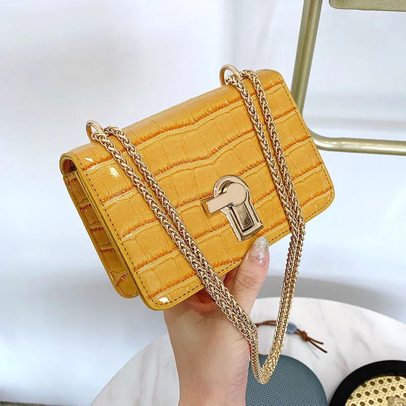 

Mini Square Flip Bag 2021 Summer New Quality PU Leather Women's Bags Stone Pattern Handbags Chain Shoulder Messenger Pack bolsos