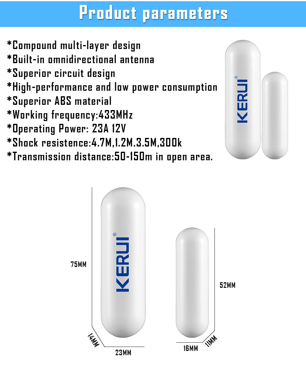 KERUI 2 шт. 433 МГц Портативный умный дом сигнализации Сенсор s детекторы Беспроводной