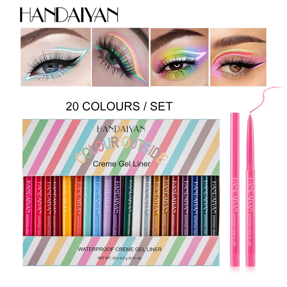 

20 Colors Waterproof Eye Shadow Liner Multi-Function Long-Lasting Smooth Bright Color Shimmer And Matte Creme Gel Eyeliner Sets