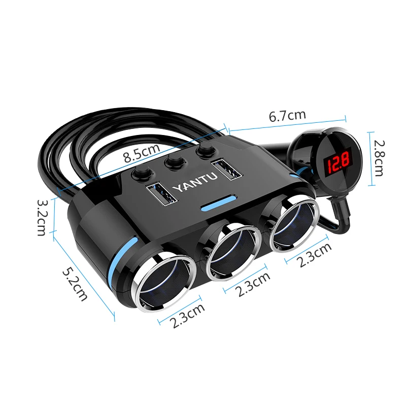 Yantu 12V 24V розетка для автомобильного прикуривателя Разветвитель Мощность 3