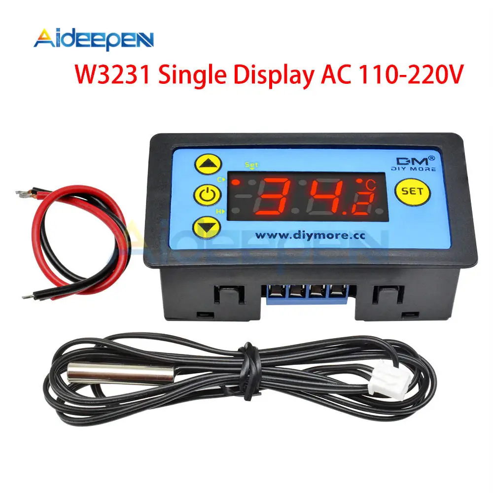 W3231 AC 110V-220V W3231 12/24/220 В один цифровой термостат регулятор для холодильник охладитель переключатель температуры морозильной камеры NTC Сенсор - Цвет: W3231 AC 110V-220V
