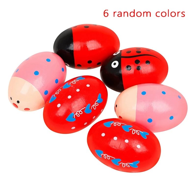 

6Pack Funky Egg Shakers Maracas for Kids Natural Wooden Musical Toy Percussion Instruments for Girls Boys