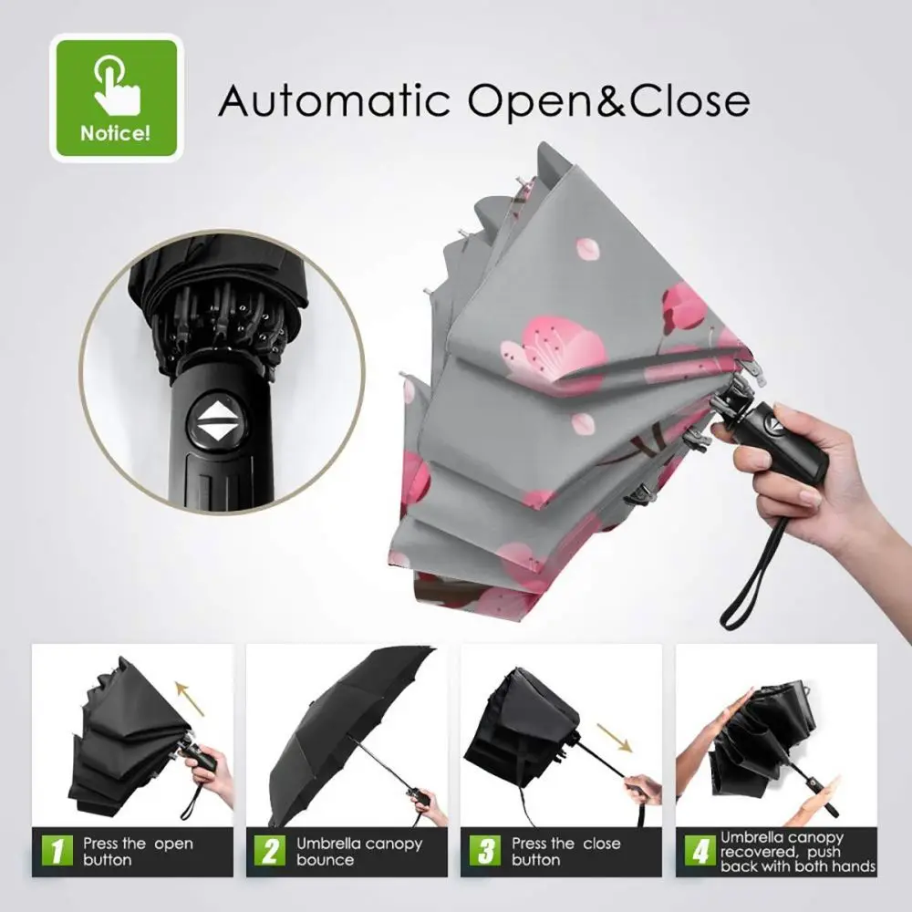 Online Ombrello Automatico Pieghevole Resistente Al Vento Donna Auto Spring Blossom Ombrelli Antivento Pioggia Per Uomo Ombrellone