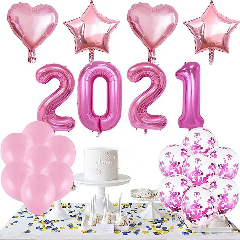 24 шт. 40 дюймов 2021 цифр воздушные шары новогодние празднивечерние принадлежности