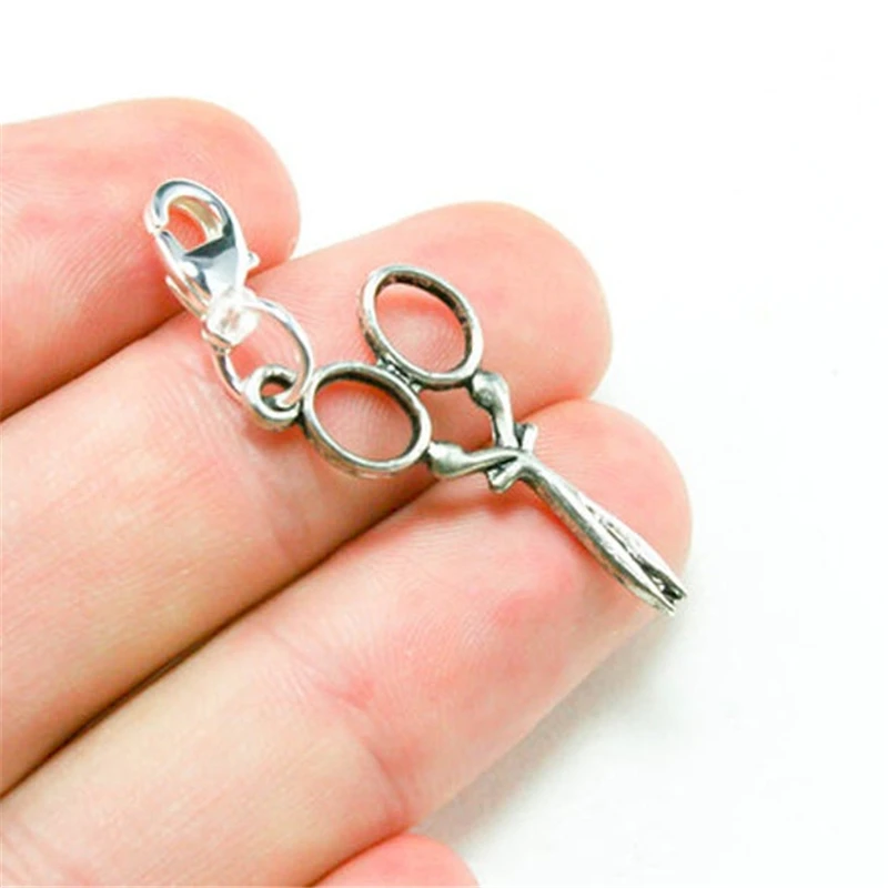 

2pcs Hairstylist Charm, Small Scissors Charm, Hair Dresser Charm, Charms for Diy Bracelet Necklace Keychain