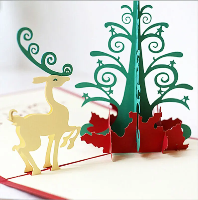 2020 NEW 3D Pop Up Greeting Cards Xmas Wedding Birthday Christmas Postcard Gift Invitation Card | Дом и сад