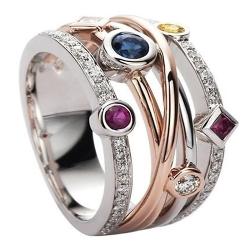 Женское кольцо с фианитом обручальное цвета розового золота блестящим