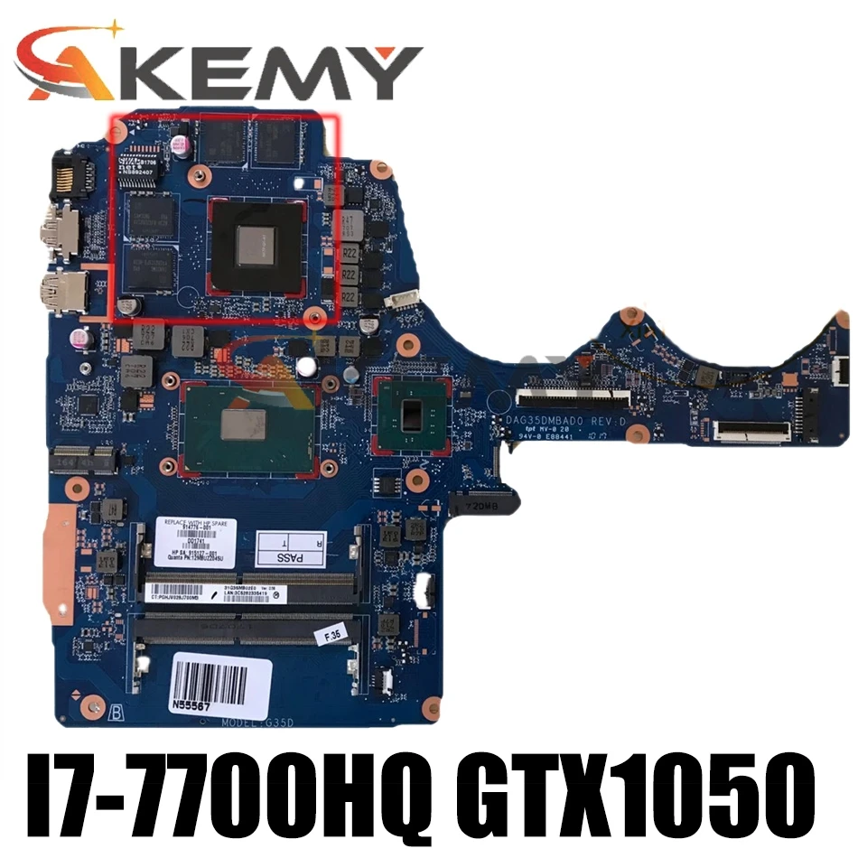 

Материнская плата для ноутбука HP Pavilion 15-BC, I7-7700HQ, GTX1050-4GB, 914772-601, DAG35DMBAD0