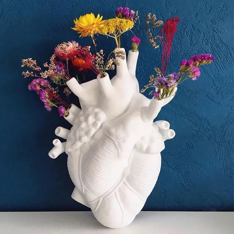 

Anatomical Heart Vase Dried Flower Container Flower Pot Body Art Heart Sculpture Desktop Vase Home Decoration Accessories