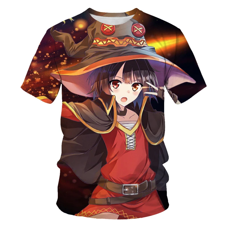 

Japanese animation 3D printing T-shirt summer new style anime beautiful girl Printed comic T-shirt round neck Ladies T-shirt