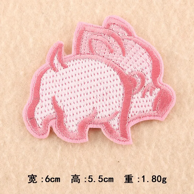 5P-PE3480CT Pulaqi лев Король патчи Мультфильм Аниме Железный на патч для одежды DIY вышитые наклейки на одежду свиньи животные Милая Аппликация - Цвет: 5P-PE3480CT