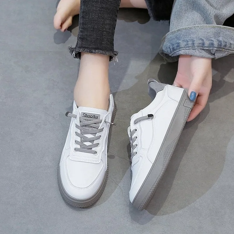 Casual Women Shoes Spring Autumn Ladies Sneakers Breathable Fashion Simple White Pu Leather Female Shoes Outside Leisure Trend