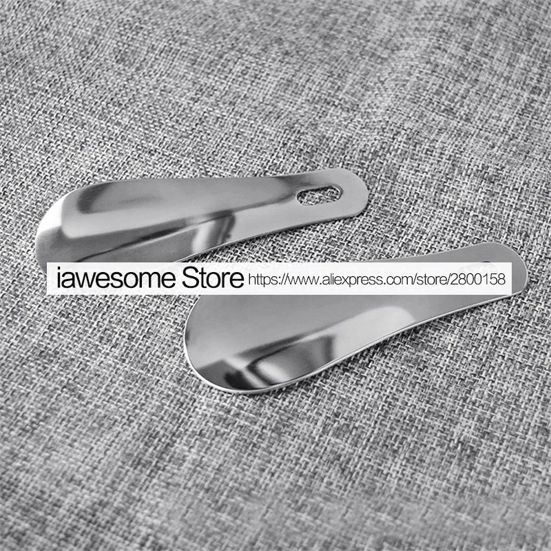 Черный рожок для обуви металлический прочный брелок из натуральной кожи 10 см