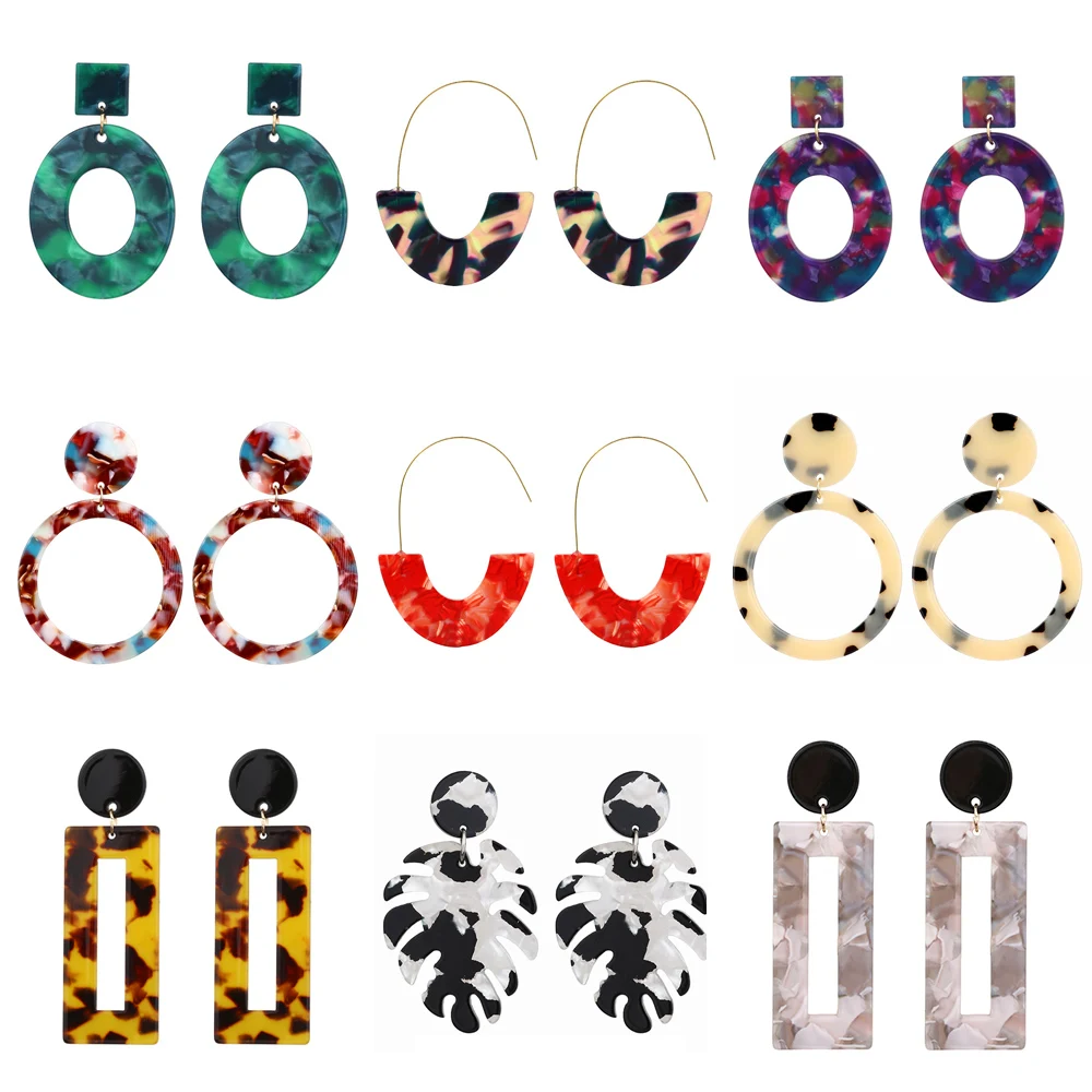 Unew 2020 простые акриловые висячие серьги с леопардовым принтом для женщин