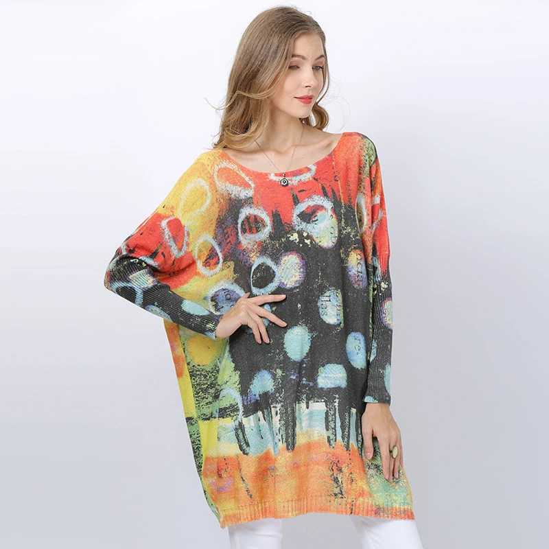 2020 Women New Simple bat sleeve Knitted Sweater Pullovers Solid Red Color Casual Loose Tops Long Sleeves O-neck Kintted Outwear | Женская
