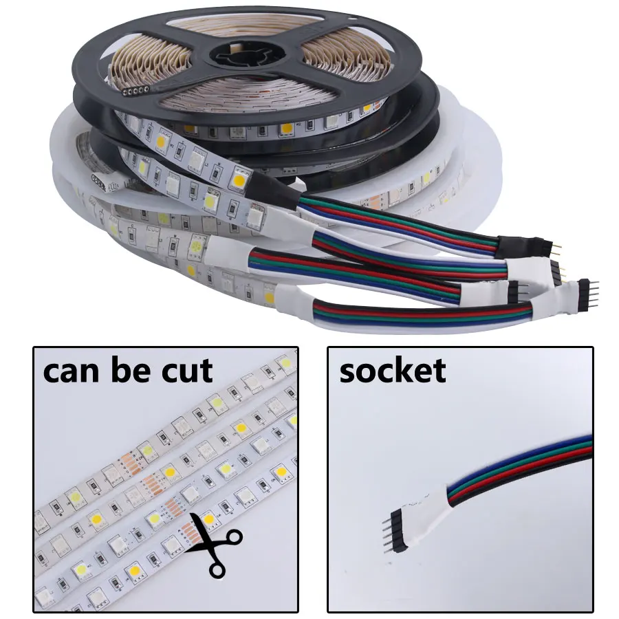 Светодиодная лента Rgb smd 5050 12 В 24 rgbw rgbww 5 м rgb вольт водонепроницаемая гибкая лампа