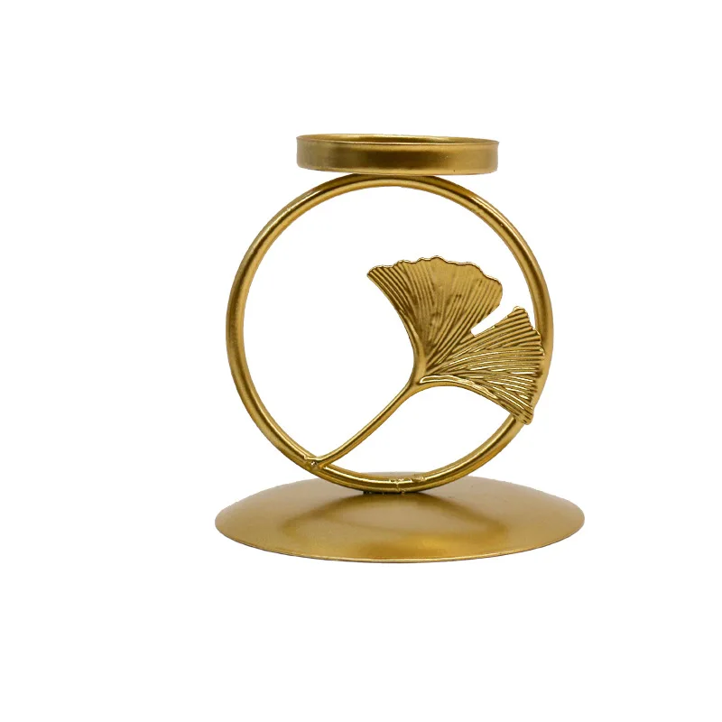 

Creative Nordic Retro Trend Gold Gingko Leaf Candlestick Family Decorations Trinkets Romantic Wedding Props Exquisite Gifts