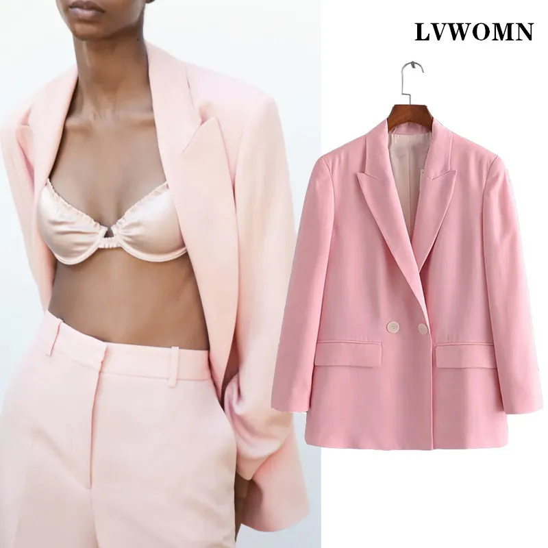 

Блейзер LVWOMN Za женский, винтажный Повседневный офисный блейзер с длинным рукавом, верхняя одежда, шикарная Женская куртка, весна 2021