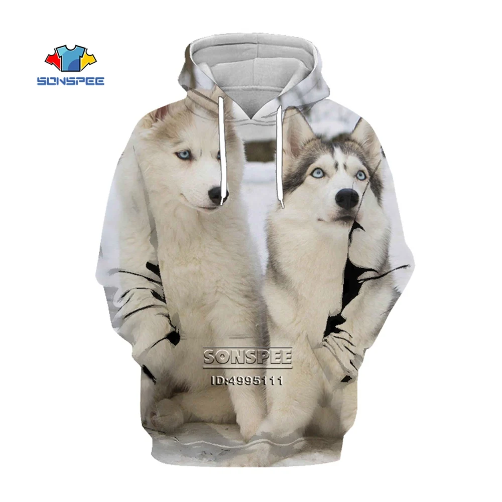 

SONSPEE 3D Siberian Husky Men's Women's Clothing Fashion Casual Streetwear Sweatshirt Hoodie Printed Harajuku Men's Hoodie
