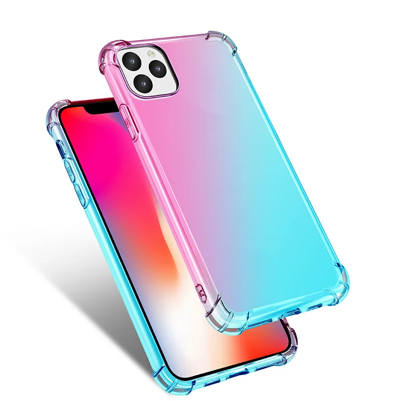 04 Чехол для телефона Iphone 11 Pro Max градиентный Цветной корпус телефона четыре угла анти-падение ультра-тонкий защитный чехол Модный ультратонкий - Цвет: 04
