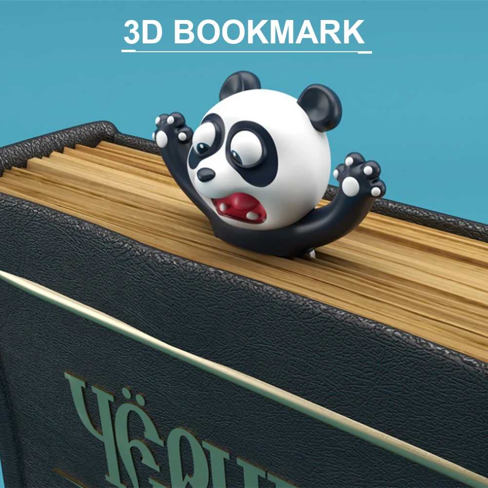 

1 PC 3D Original Cute Panda And Shiba Inu PVC Material Funny Bookmarks 3D Stereo Cartoon Bookmark School Supplies Stationery