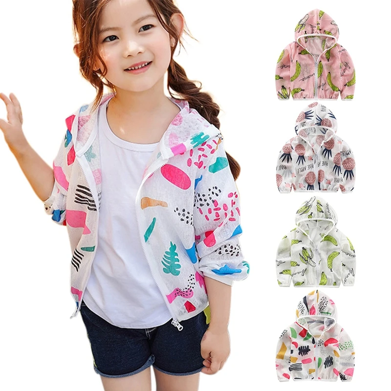 Летнее пальто детская одежда унисекс для защиты от солнца с капюшоном на молнии