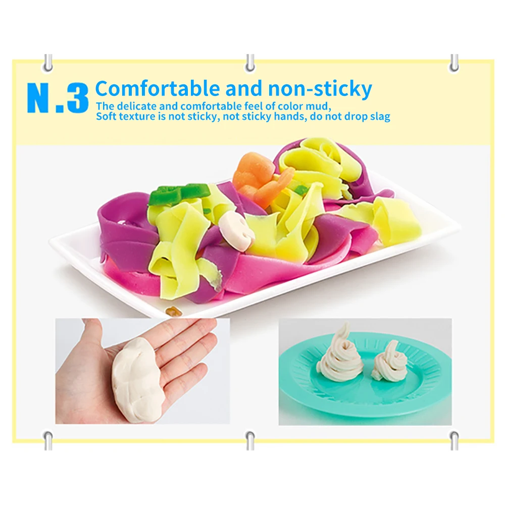 

Color Plasticine Mould Tool Mud Handmade Toy Modeling 3D Clay Toy Noodle Maker Educational Non-Toxic Toy Sets For Children Gift
