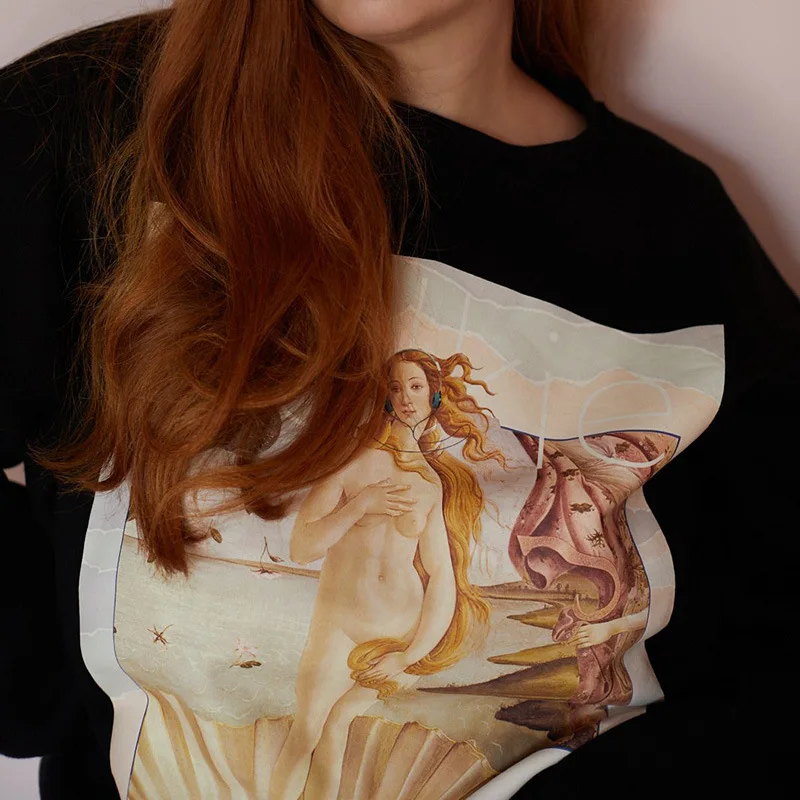 

Свитшот женский с круглым вырезом, повседневный Свободный пуловер в винтажном стиле, Свитшот оверсайз с принтом, Осень-зима 2021