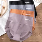 Женские Бесшовные трусики-брифы из вискозы, сексуальное ультратонкое нижнее белье, трусы с высокой посадкой, женское нижнее белье # F