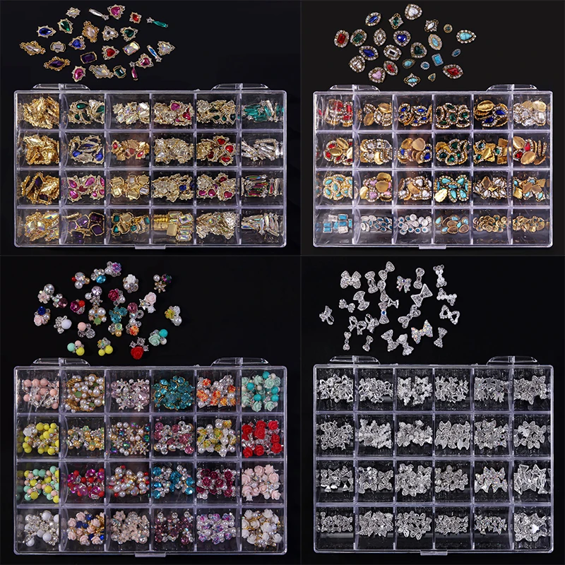 1Box(240Pcs)Alloy Crystals Charms Multi-model Pile-rhinestones Nail Designs Rhinestones In Clear Big Box gems#DH