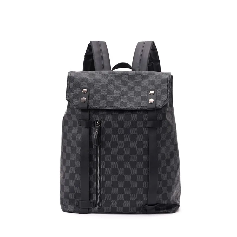 

Personality Plaid Leather Men Backpack Bag Large Capacity Travel Backpack School Laptop Backpacks For Men/Women