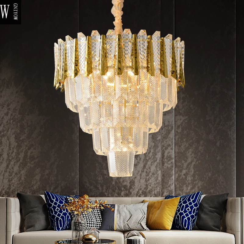 

Postmodern glass chandelier simple dining room bedroom living room chandelier atmospheric luxury villa lamp