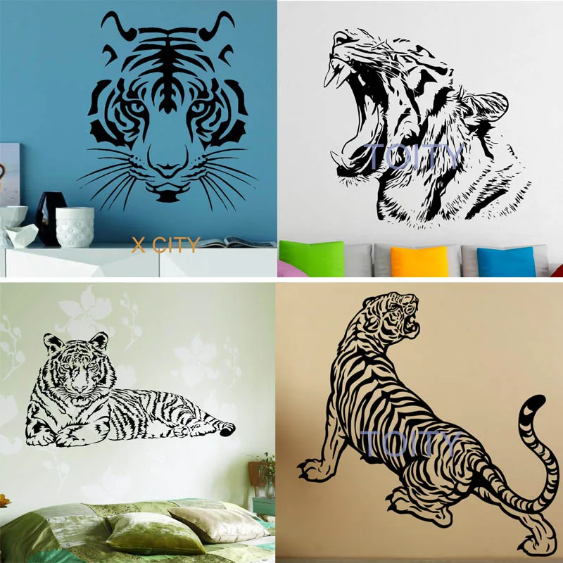28 дизайнов наклейка на стену с изображением тигра диких животных Виниловая для