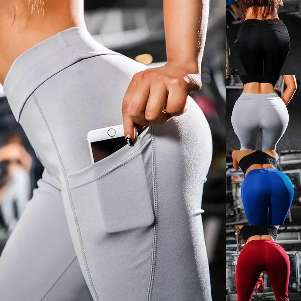 

JGS1996 High Waist Yoga Pants with Pockets, Tummy Control, Workout Pants for Women 4 Way Stretch Yoga Leggings with Pockets
