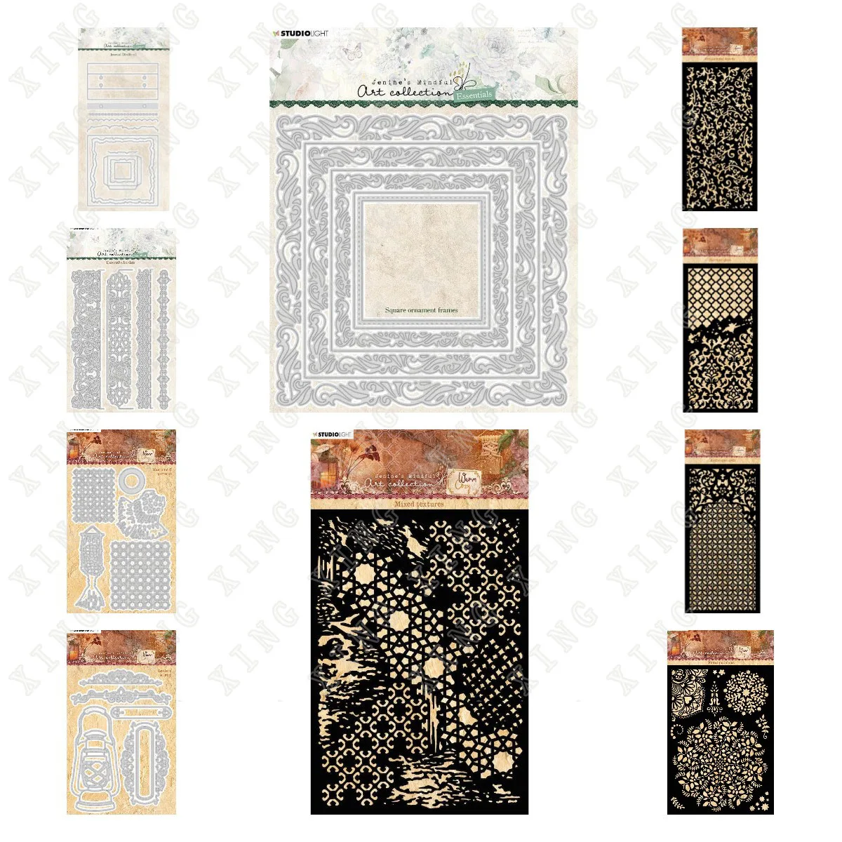 

Jma Journal Square Lantern Patterns Floral Leaves Glass New Metal Cutting Dies Stencils Scrapbooking Diary Embossing Paper Cards