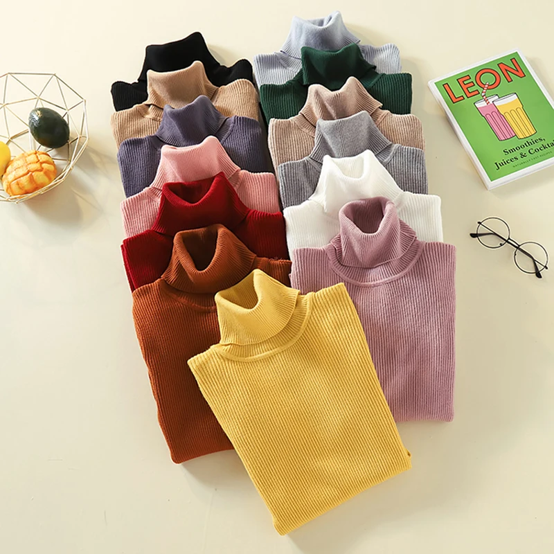 Autumn Winter Women Turtleneck Knit Sweater Long Sleeve Pullover Jumper Turtle Neck High collar | Женская одежда