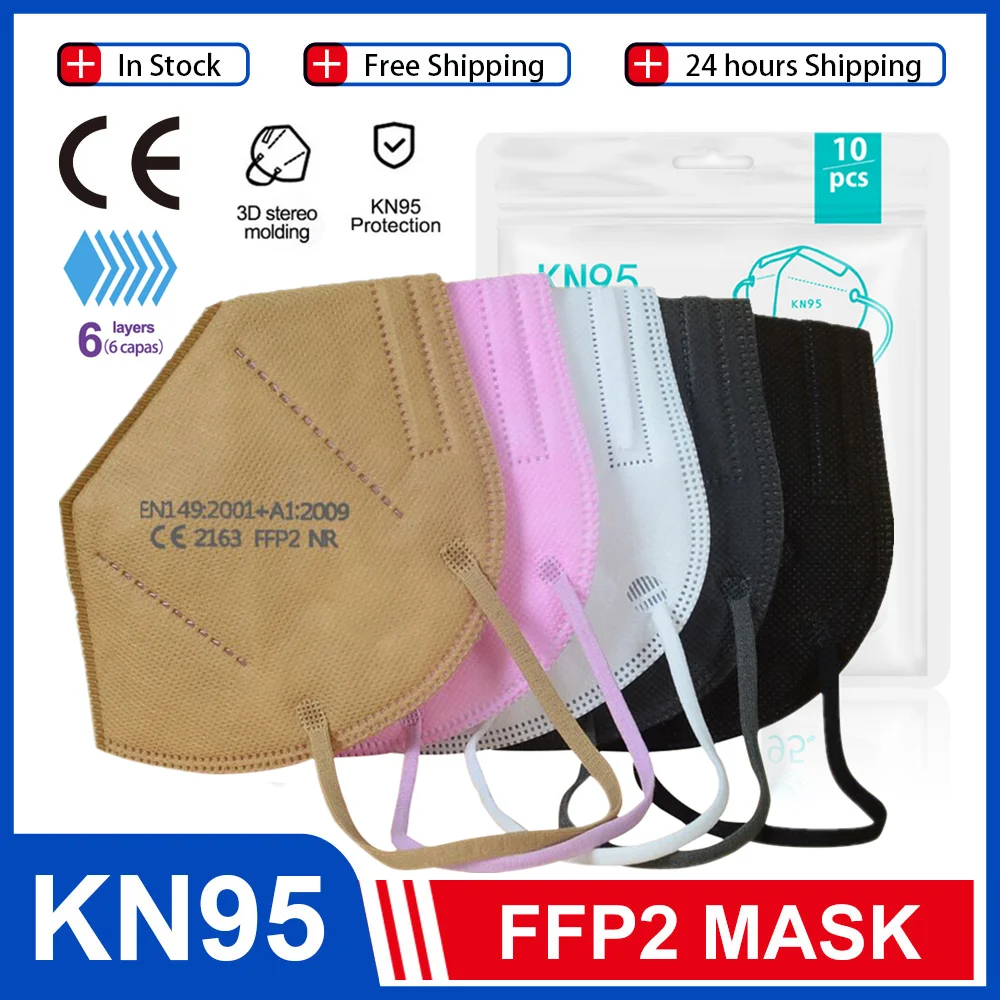 

FFP2 Mask KN95 CE Certificated Respirator Filter Dustproof Anti-fog Breathable 6-Layer Protection Colored Mascarilla FFP2 KN95
