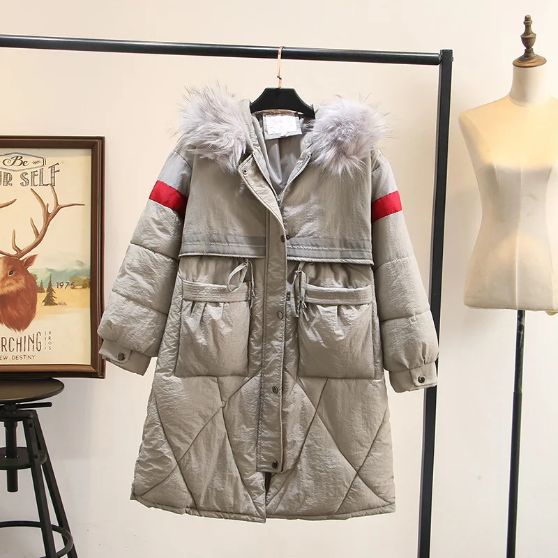 

Mid-Length Plus Size Cotton-Padded Jacket Women 2020 Winter New Fur Collar Hooded Thick Warm Cotton-Padded Jacket 169