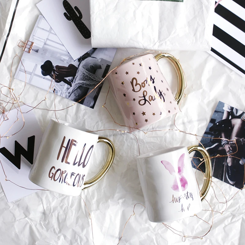 Фарфоровая кофейная кружка с золотой ручкой женские кружки чашки для чая и